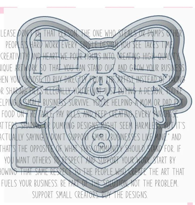 8 Ball Locket with Checkered Bow Silicone Mold