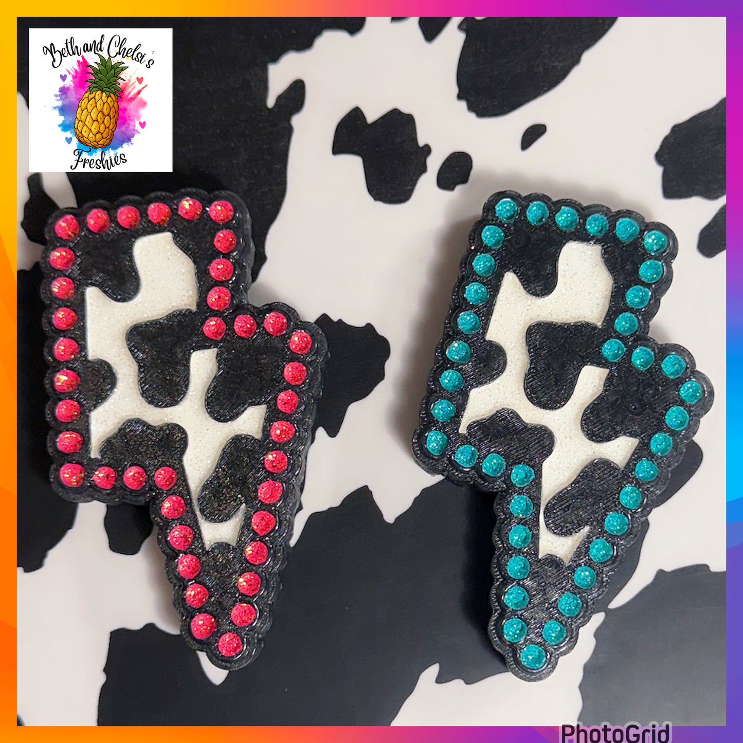 Cow Print Lightning Bolt Silicone Mold