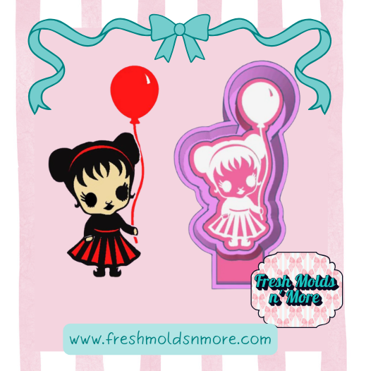 Creepy Girl Red Balloon Silicone Mold