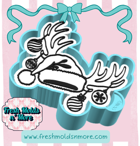 Decorated Santa Hat Antlers Freshie Mold