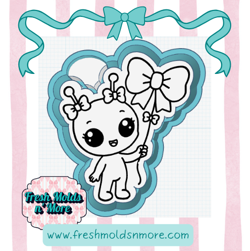 Cutie Alien with Balloon Bow Silicone Mold
