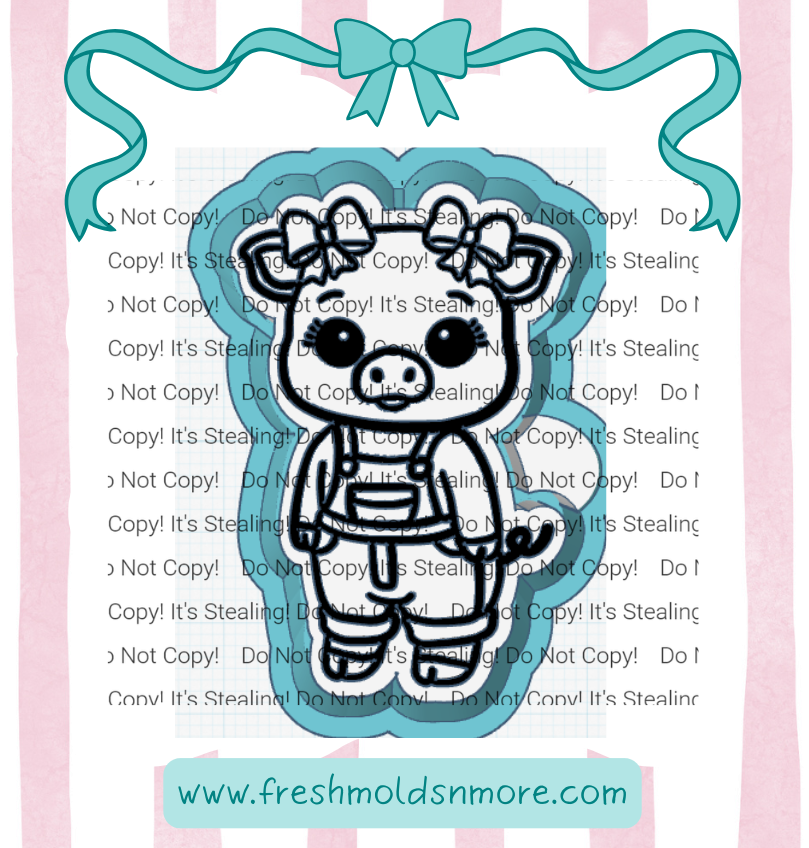 Farmer Piggy Bows Silicone Mold