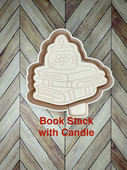 Book Stack with Candle