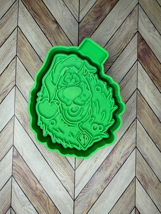 Dog with Christmas Wreath