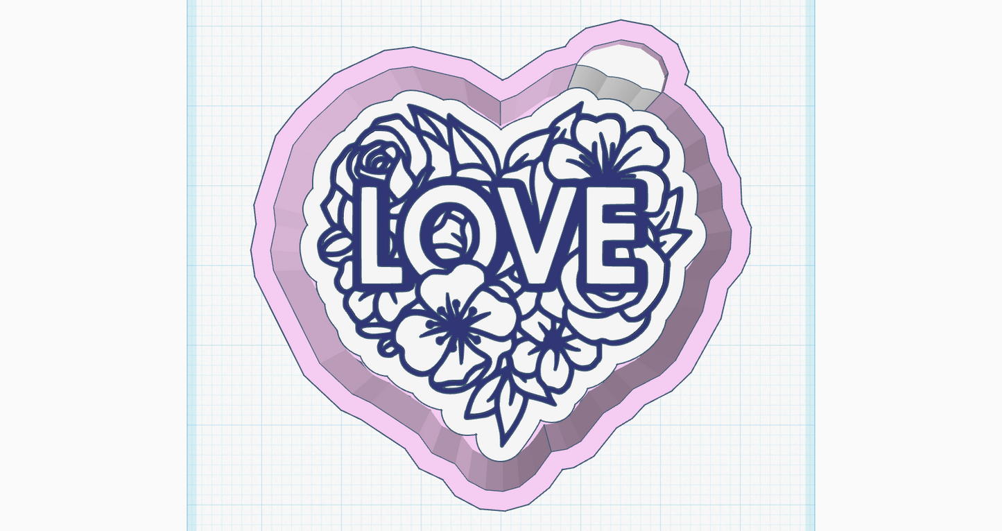 Love Flower Heart STL File