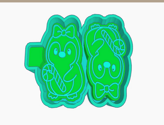 Penguin with Candy Canes Vent Silicone Mold