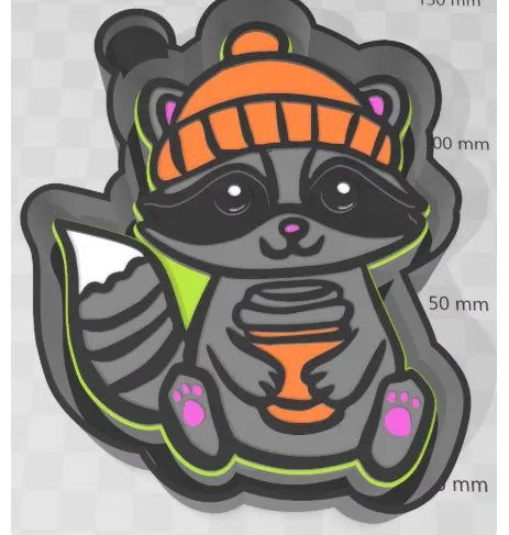 Raccoon with Coffee Silicone Mold