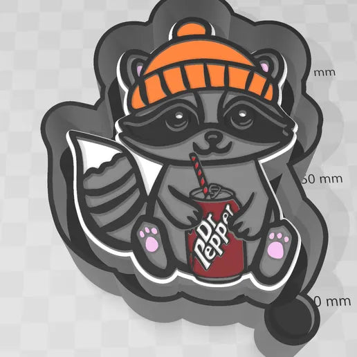 Raccoon with Dr Pepper Silicone Mold