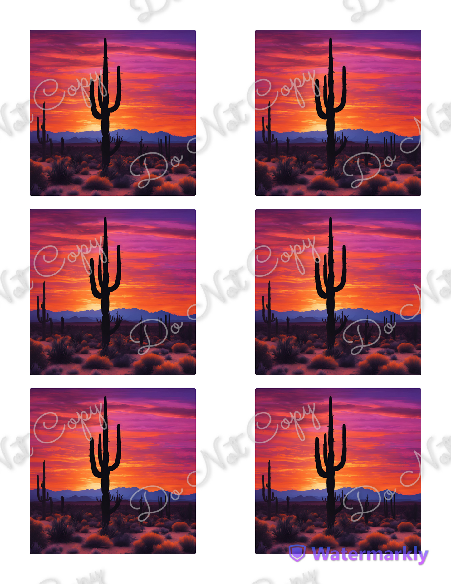 Sunset Cactus Cardstock
