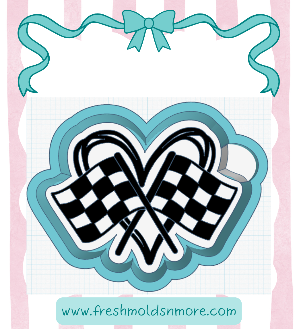 Hearts and Racing Flags Silicone Mold