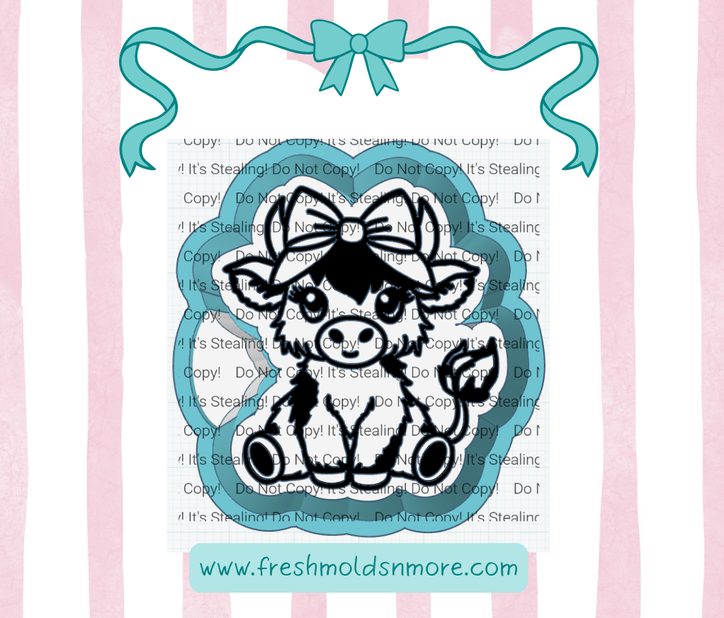 Cutie Cow with Bow Silicone Mold