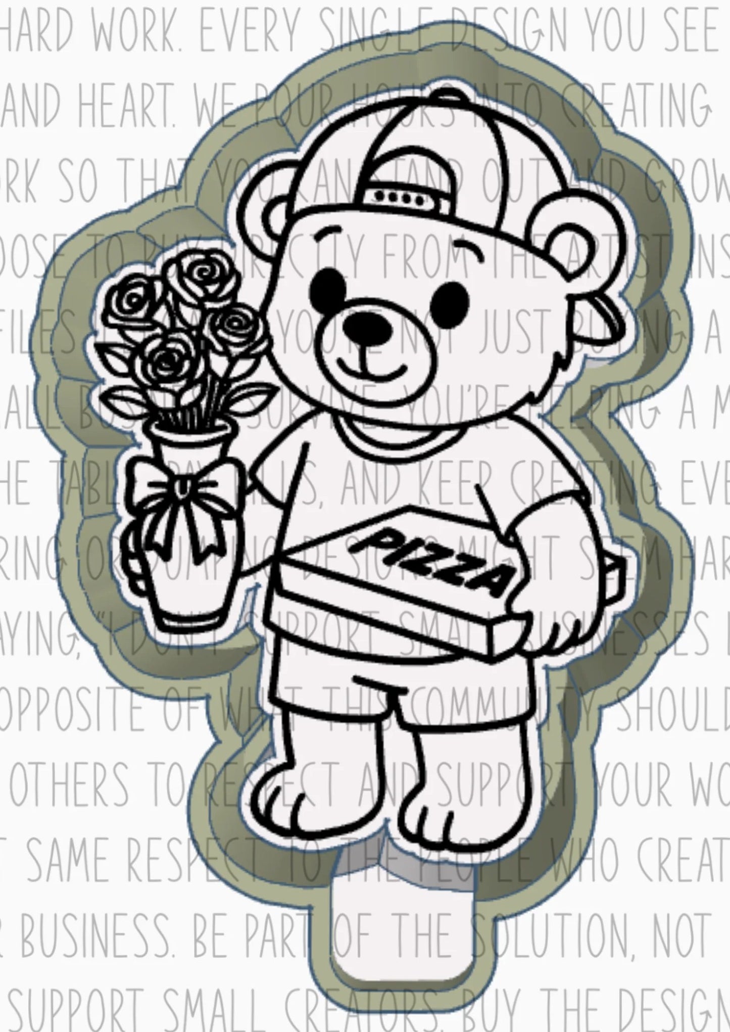 Pizza Roses Teddy Bear Silicone Mold