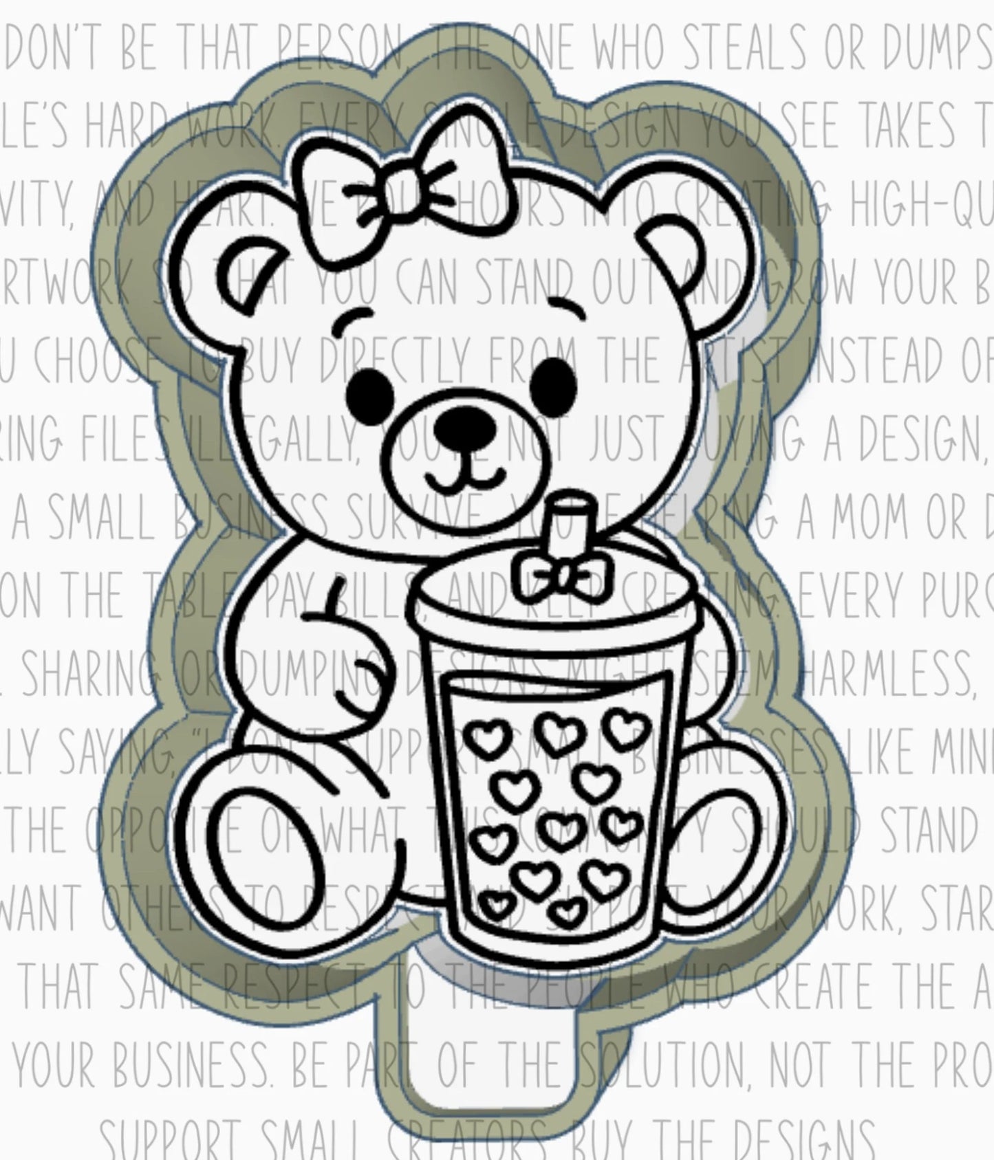 Bear with Boba Tea Silicone Mold