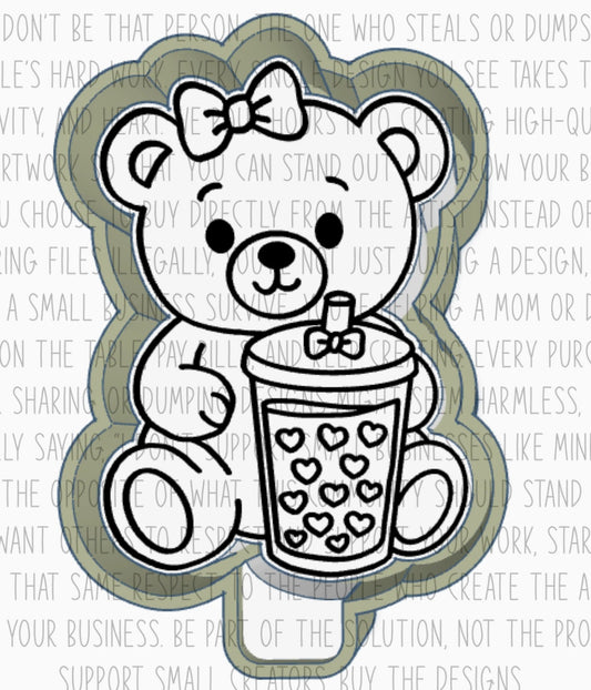 Bear with Boba Tea Silicone Mold