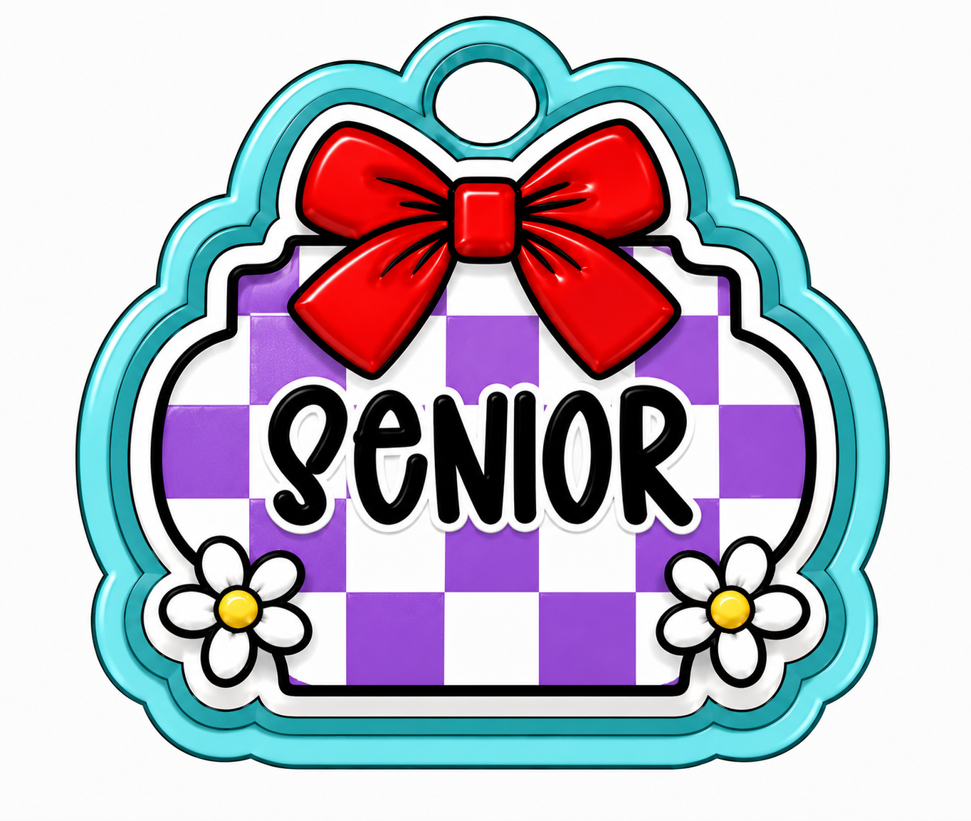 Senior Checkered with Bow Silicone Mold