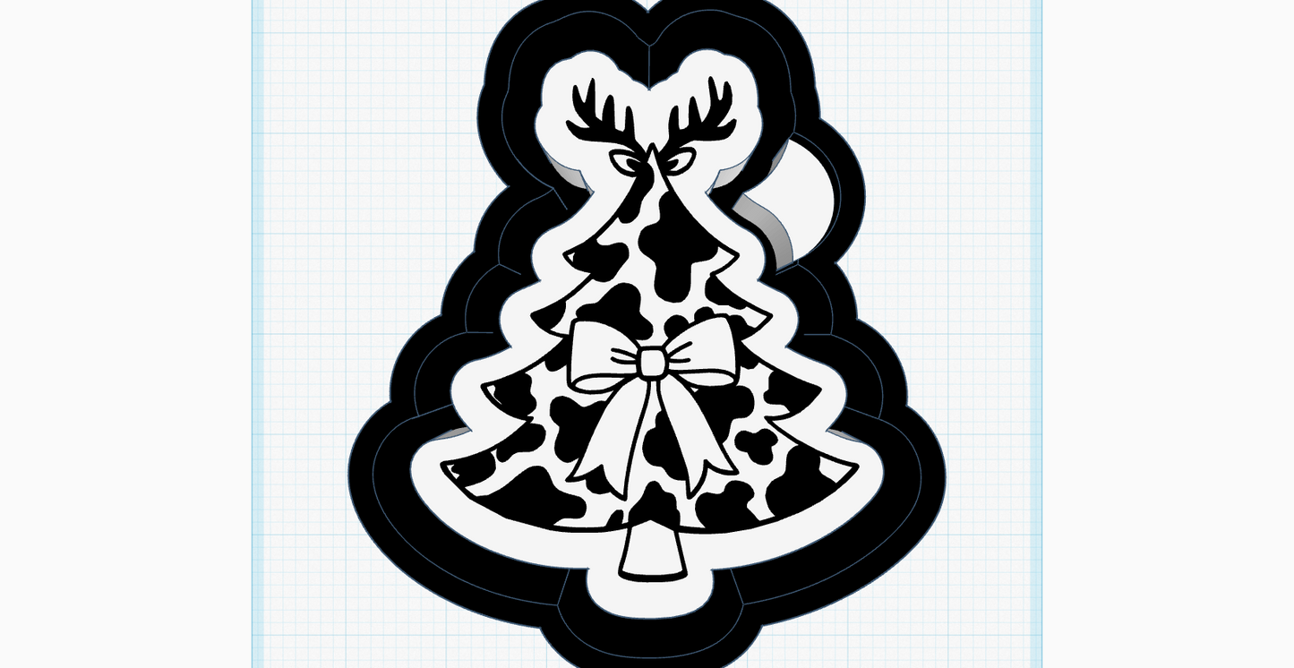 Cow Print Reindeer Tree Silicone Mold