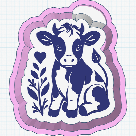 Cow with Flowers Silicone Mold