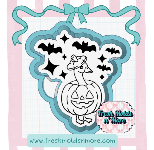 Spooky Goose with Bats Silicone Mold