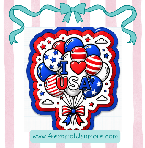 Love USA Balloons Silicone Mold