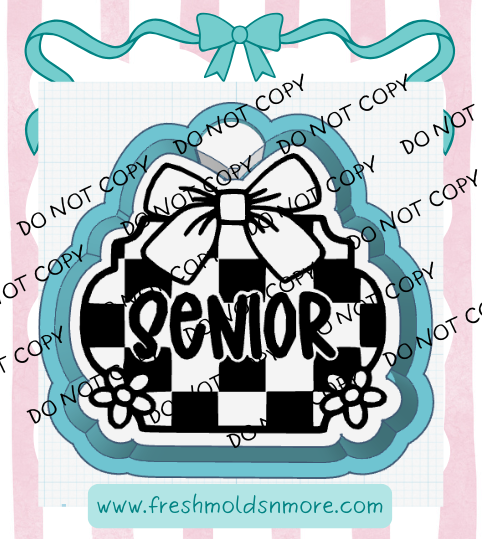 Senior Checkered with Bow Silicone Mold