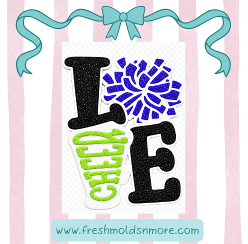 Love Cheer Poms Silicone Mold