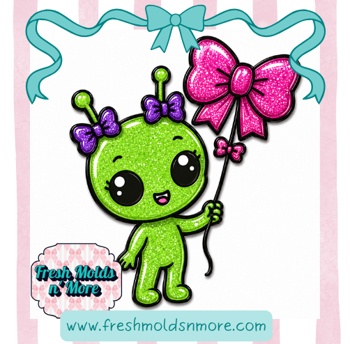 Cutie Alien with Balloon Bow Silicone Mold