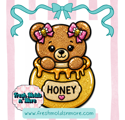 Teddy Bear with Honey Pot Silicone Mold