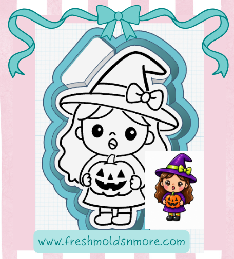 Witchy Pumpkin Girl Silicone Mold