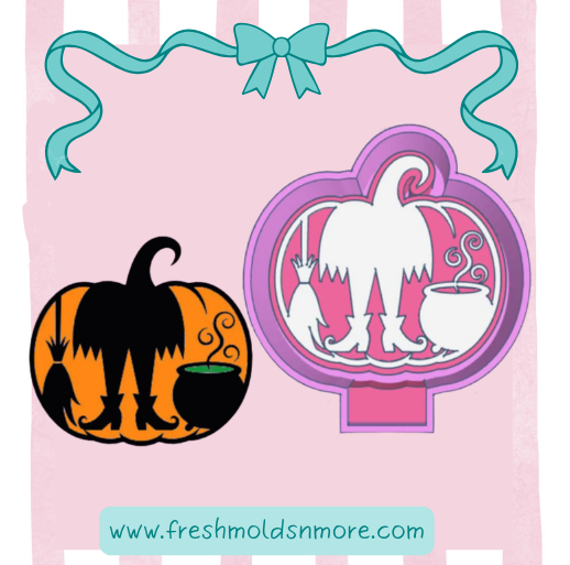 Pumpkin Witch Scene Silicone Mold