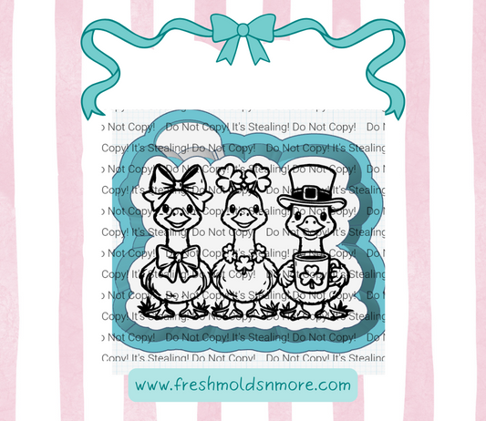 3 Silly Clover Geese Silicone Mold