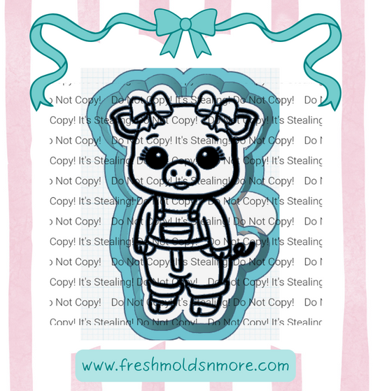 Farmer Piggy Bows Silicone Mold