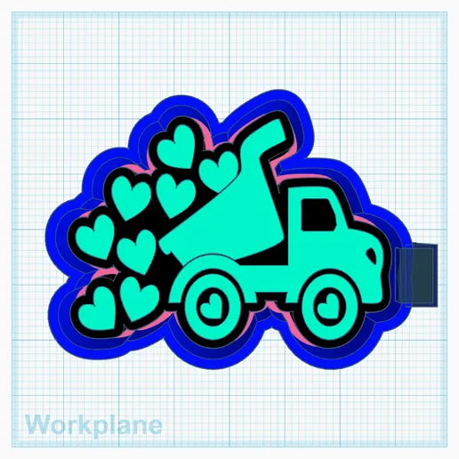 Dump Truck Hearts Silicone Mold