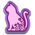 Floral Cat Silicone Mold