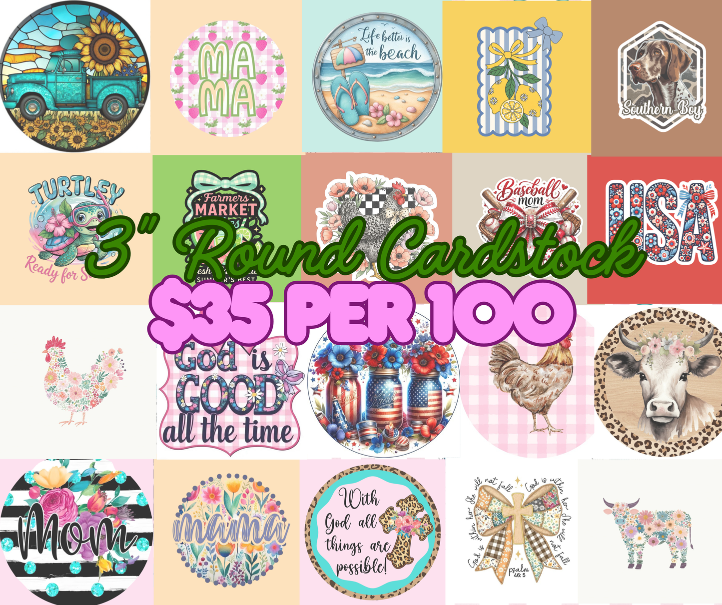 3" Round Cardstock