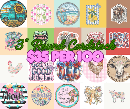 3" Round Cardstock