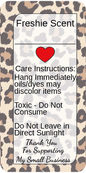 Leopard Print Freshie Scent Labels