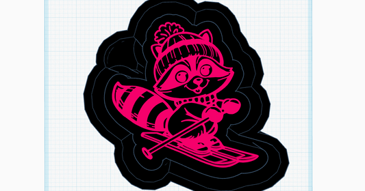 Skiing Raccoon Silicone Mold