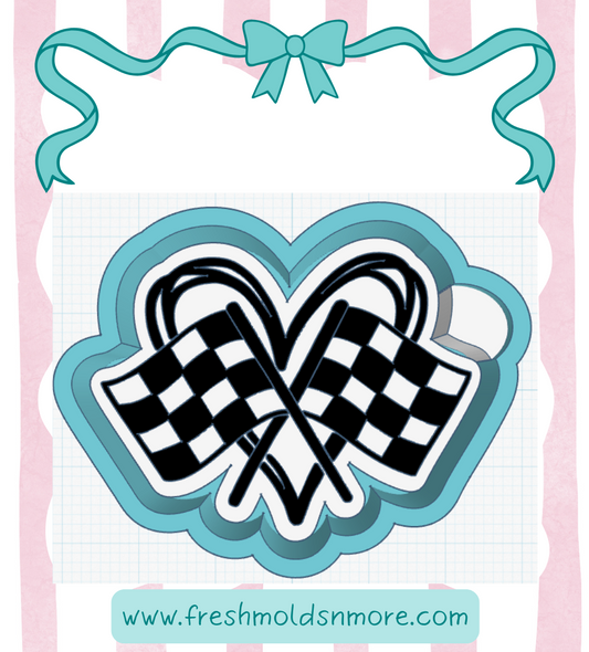 Hearts and Racing Flags Silicone Mold