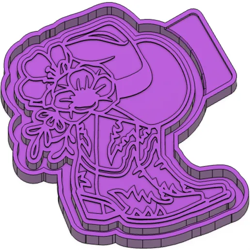 Boots Hat and Flowers Silicone Mold